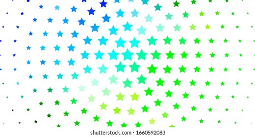 Light Blue, Green vector template with neon stars. Colorful illustration with abstract gradient stars. Pattern for new year ad, booklets.