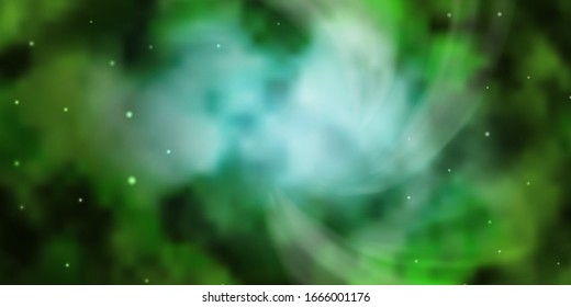 Azul claro, plantilla vectorial verde con estrellas de neón. Ilustración colorida en estilo abstracto con estrellas degradadas. Diseño para su promoción empresarial.