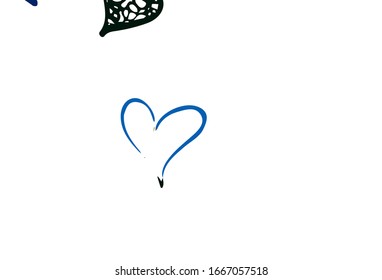 Light Blue, Green vector template with doodle hearts. Illustration with shapes of gradient hearts on blur backdrop. Pattern for carnival, festival romantic leaflets.