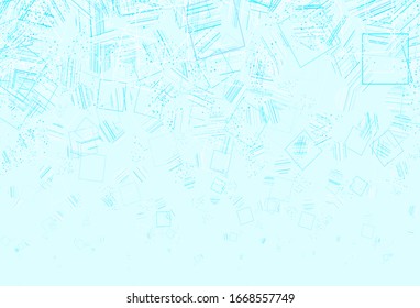 Azul claro, Planta vectorial verde con cristales, círculos, cuadrados. Ilustración abstracta con puntos coloridos, líneas, cubos. Plantilla moderna para la página de inicio.
