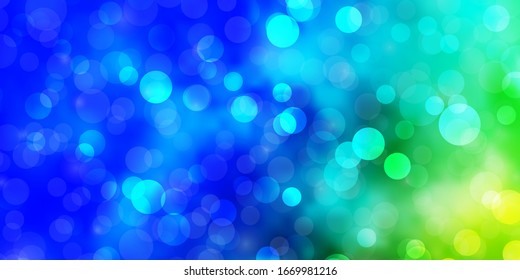 Light Blue, Green vector template with circles. Illustration with set of shining colorful abstract spheres. Pattern for business ads.