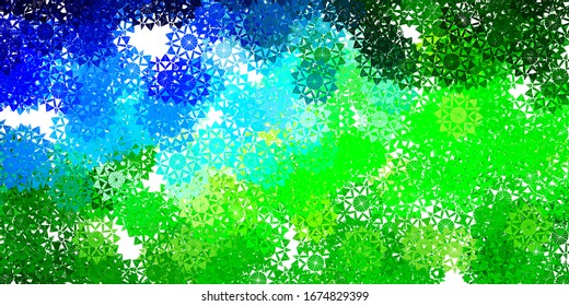 Light Blue, Green vector template with ice snowflakes. Simple abstract illustration with ice, snow, snowflakes. New year leaflet pattern.