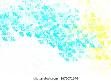 Plantilla vectorial verde, azul claro, con formas caóticas. Coloridas formas caóticas con degradado de estilo moderno. Fondo para un teléfono móvil.