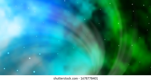 Light Blue, Green vector template with neon stars. Colorful illustration with abstract gradient stars. Pattern for new year ad, booklets.