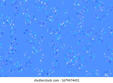 Planta vectorial verde de color azul claro con símbolos matemáticos. Ilustración geométrica moderna con números. Patrón para sitios web escolares y gramaticales.