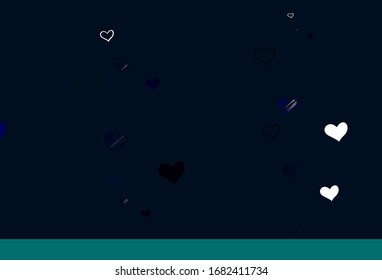 Light Blue, Green vector template with doodle hearts. Beautiful celebration style hearts on abstract illustration. Pattern for carnival, festival romantic leaflets.