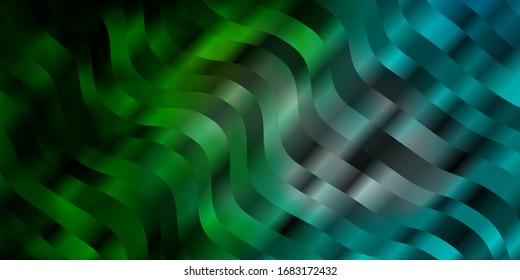 Light Blue, Green vector template with curves. Colorful geometric sample with gradient curves.  Pattern for booklets, leaflets.