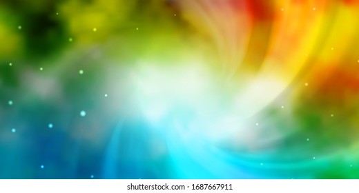 Light Blue, Green vector template with neon stars. Shining colorful illustration with small and big stars. Design for your business promotion.
