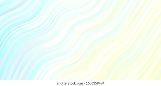 Planta vectorial verde, azul claro con curvas. Ilustración colorida con líneas curvas.  Plan para folletos y folletos comerciales