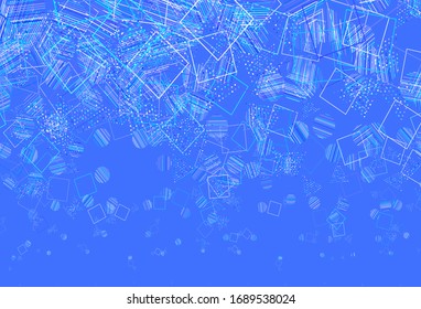 Light Blue, Green vector template with crystals, circles, squares. Abstract gradient illustration with circles, triangles, cubes. Pattern for commercials.