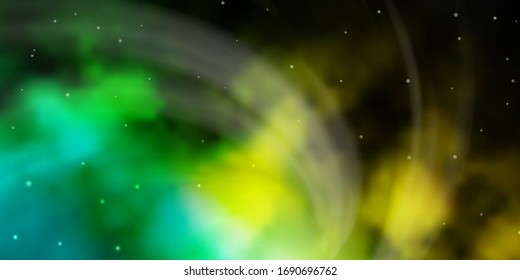Light Blue, Green vector template with neon stars. Modern geometric abstract illustration with stars. Best design for your ad, poster, banner.