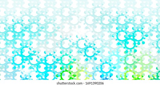 Light Blue, Green vector template with flu signs. Abstract illustration with biological gradient shapes. Best design for quarantine events.