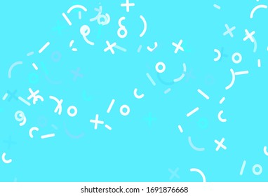 Light Blue, Green vector template with math simbols. Blurred design in simple style with collection of numerals. Pattern for ad, booklets, leaflets of education.