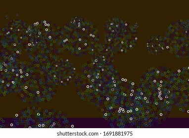 Planta vectorial verde azul claro con círculos. Burbujas borrosas sobre fondo abstracto con gradiente colorido. Diseño para afiches, banner de sitios web.