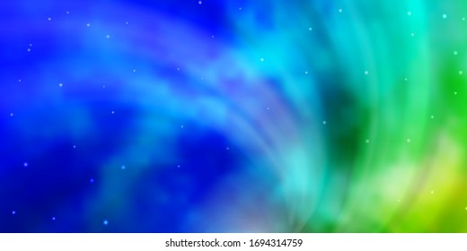 Light Blue, Green vector template with neon stars. Decorative illustration with stars on abstract template. Pattern for websites, landing pages.