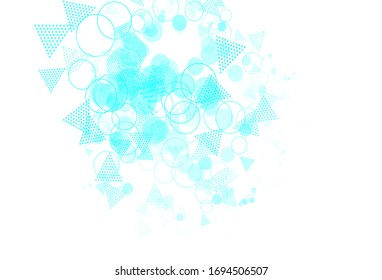 Light Blue, Green vector template with crystals, circles, squares. Illustration with set of colorful circles, triangles, squares. Pattern for commercials.