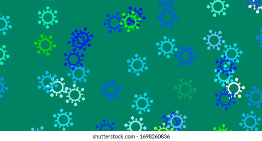 Light blue, green vector template with flu signs. Colorful abstract illustration with gradient medical shapes. Simple drawing against danger fever.