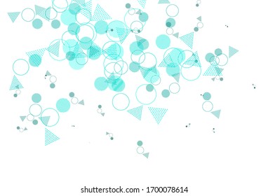 Hellblaue, grüne Vektorillustration mit Kristallen, Kreise. Schöne Illustration mit Kreise, Dreiecke im Naturstil. Muster für Broschüren, Faltblätter