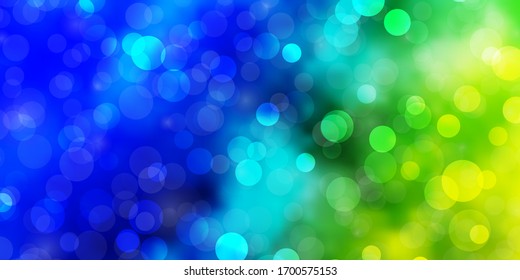 Light Blue, Green vector template with circles. Illustration with set of shining colorful abstract spheres. Pattern for business ads.
