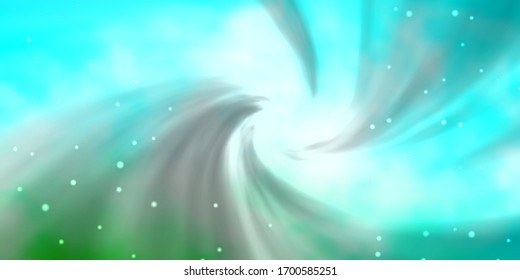 Light Blue, Green vector template with neon stars. Blur decorative design in simple style with stars. Best design for your ad, poster, banner.