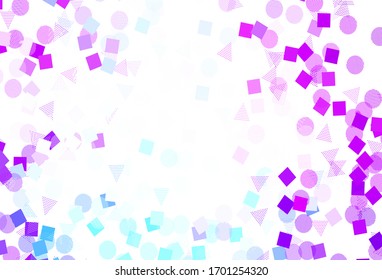 Azul claro, Planta vectorial verde con cristales, círculos, cuadrados. Ilustración con círculos coloridos, triángulos, rectángulos. Patrón para comerciales.