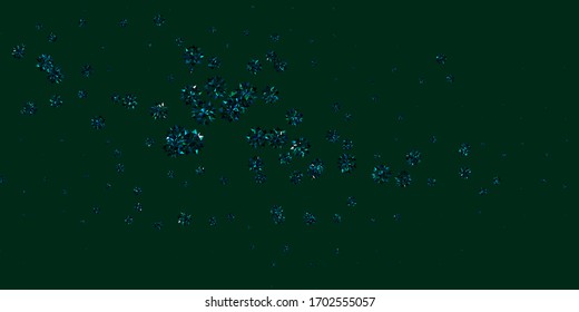 Light Blue, Green vector template with ice snowflakes. Colorful snow elements in decorative christmas style. Poster, banner  for New year design.