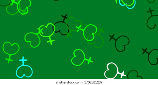 Light Blue, Green vector template with businesswoman signs. Illustration with signs of women's strength and power. Background for International Women’s Day.