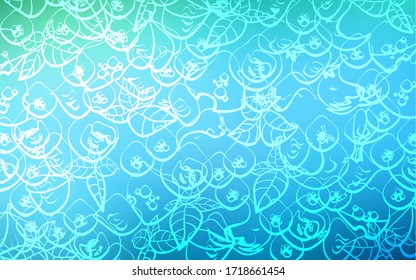Light Blue, Green vector template with organic meal. Fast Food on blurred abstract background with colorful gradient. Pattern for ads of breakfast, lunch, dinner.
