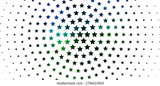 Light Blue, Green vector template with neon stars. Shining colorful illustration with small and big stars. Design for your business promotion.