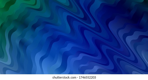 Light Blue, Green vector template with lines. Bright illustration with gradient circular arcs. Pattern for ads, commercials.