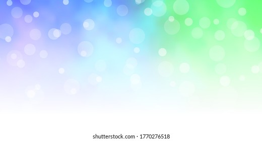 Light Blue, Green vector template with circles. Colorful illustration with gradient dots in nature style. Pattern for wallpapers, curtains.