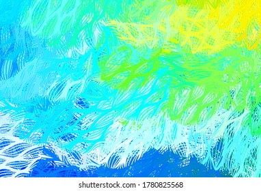 Azul claro, plantilla vectorial verde con líneas. Ilustración colorida brillante en un estilo de curva simple. Fondo para pantallas de teléfonos móviles.