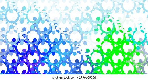 Light Blue, Green vector template with flu signs. Abstract illustration with biological gradient shapes. Simple drawing against danger fever.