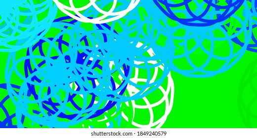 Light Blue, Green vector template with circles. Glitter abstract illustration with colorful drops. New template for a brand book.