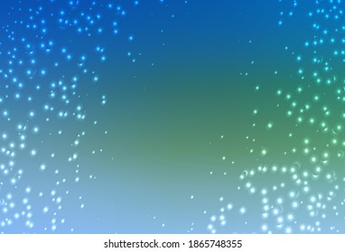 Light Blue, Green vector template with space stars. Shining colored illustration with bright astronomical stars. Template for cosmic backgrounds.