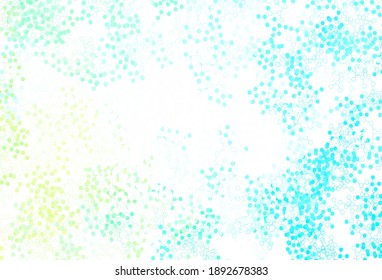 Light Blue, Green vector template with artificial intelligence structure. Colored AI structure with gradient lines and dots. Pattern for science, futuristic designs.