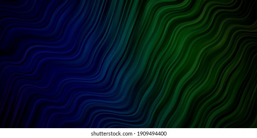 Light Blue, Green vector template with curves. Gradient illustration in simple style with bows. Pattern for websites, landing pages.