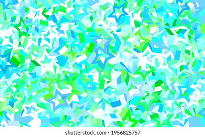 Light Blue, Green vector template with sky stars. Modern geometrical abstract illustration with stars. Template for cosmic backgrounds.