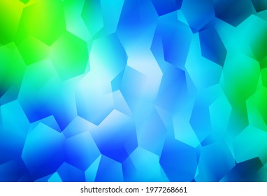Light Blue, Green vector template in hexagonal style. Blur background with colorful hexagons. Pattern for your ad, booklets.
