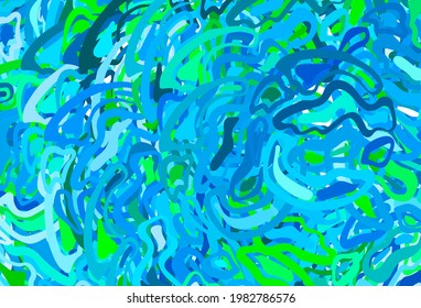 Light Blue, Green vector template with bent lines. A shining illustration, which consists of curved lines. Brand new design for your ad.