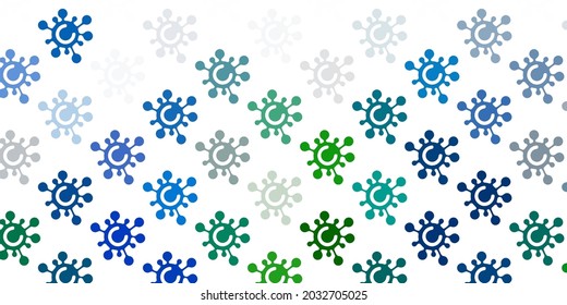 Light Blue, Green vector template with flu signs. Simple design in abstract style with infection forms. Wallpaper for health protection.