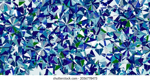 Light blue, green vector template with ice snowflakes. Colorful abstract illustration with snowflakes. New year background.