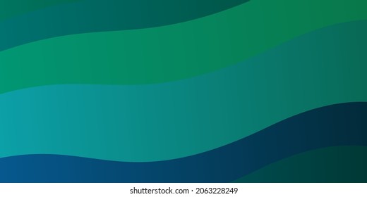 Azul claro, plantilla vectorial verde con líneas curvas. Ilustración abstracta con líneas de degradado de banda. Plantilla para el diseño de la interfaz de usuario.