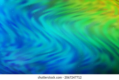 Light Blue, Green vector template with space stars. Space stars on blurred abstract background with gradient. Template for cosmic backgrounds.