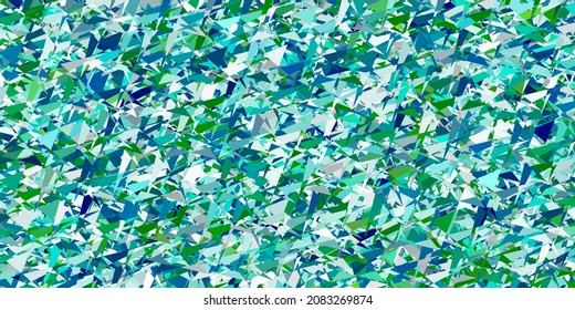 Plantilla vectorial verde azul claro con formas triangulares. Formas triangulares con gradiente colorido en estilo abstracto. Una adición fácil a sus comerciales.