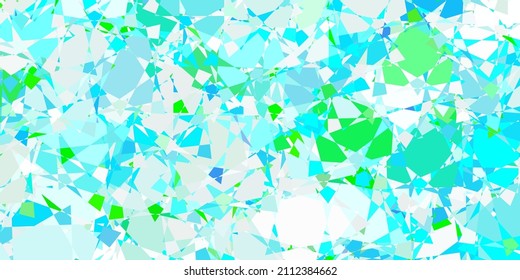 Plantilla vectorial azul claro, verde con formas triangulares. Formas triangulares con gradiente colorido en estilo abstracto. Diseño para sus fondos de escritorio.