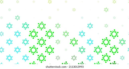 Light Blue, Green vector template with flu signs. Abstract illustration with biological gradient shapes. Design for biohazard warning.