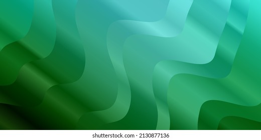 Azul claro, plantilla vectorial verde con líneas curvas. Ilustración de gradiente abstracto con líneas irregulares. Diseño para su promoción comercial.