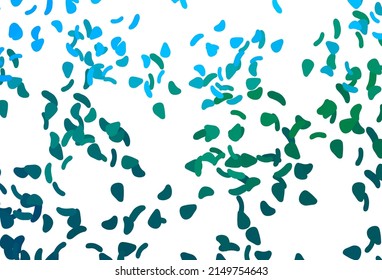 Light Blue, Green vector template with memphis shapes. Colorful chaotic forms with gradient in modern style. Modern design for your business card.