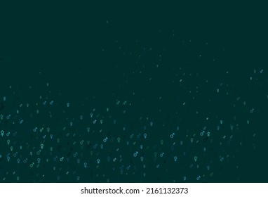 Plantilla vectorial verde, azul claro con símbolos de hombre, mujer. Ilustración abstracta con símbolos de género de gradiente colorido. Diseño sencillo para comerciales de TV.